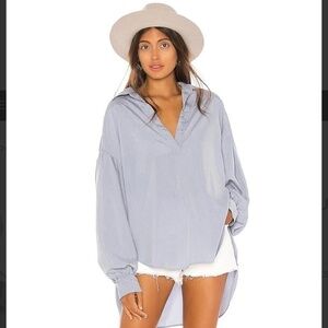 Free People We the Free Love Until Tomorrow Top Oversized Sky Blue Size Small